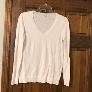 J.Crew White V Neck Long Sleeve Sweater